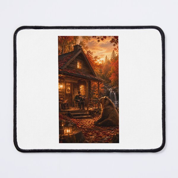 Item preview, The Bear and the Violin Cabin Woodland Fantasy Art designed and sold by TaiwoDesigns.