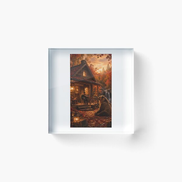 Item preview, The Bear and the Violin Cabin Woodland Fantasy Art designed and sold by TaiwoDesigns.