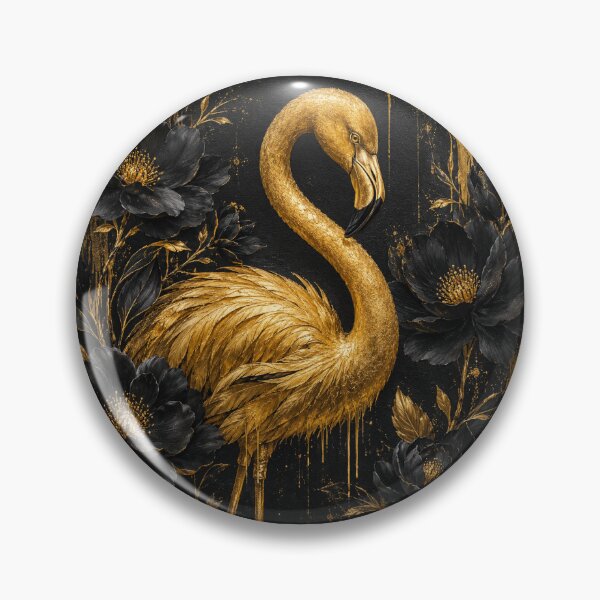 Item preview, Luxury Golden Flamingo Canvas Art – Elegant Black Floral Wall Decor designed and sold by AstraDrip Studio.