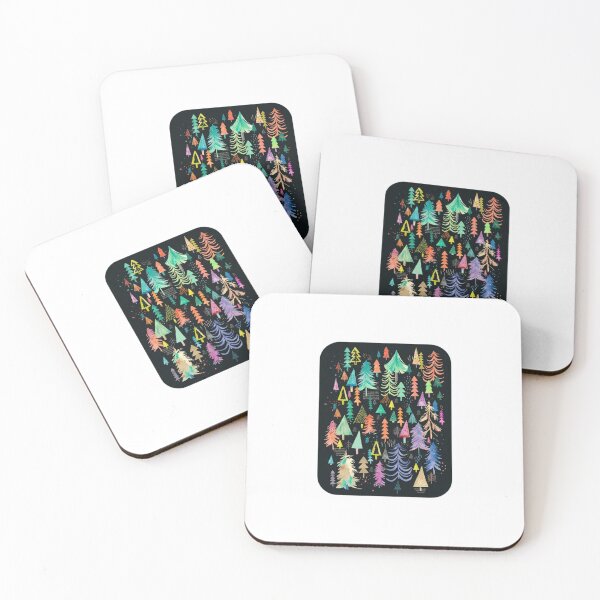 Item preview, Colorful Watercolor Pine Trees Dark Forest Art designed and sold by SiarheiYur.