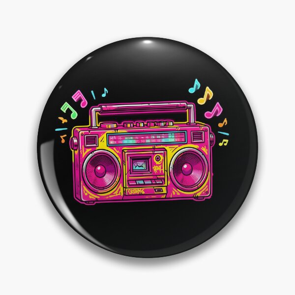 Item preview, Retro Boombox Radio Neon 80s Cassette Player Synthwave designed and sold by KCasual.