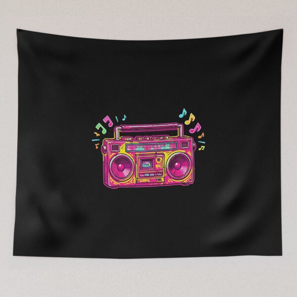 Item preview, Retro Boombox Radio Neon 80s Cassette Player Synthwave designed and sold by KCasual.