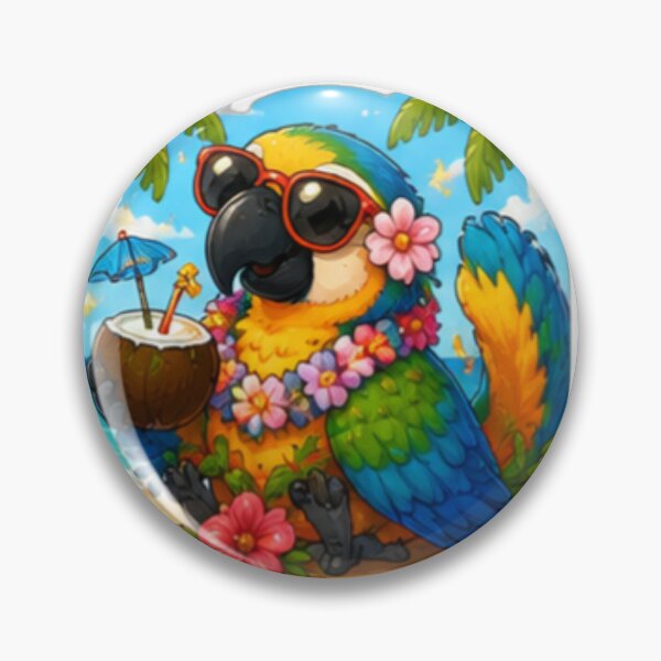 Item preview, Tropical Parrot Beach Sticker designed and sold by DailyDoodlesBySumbul.