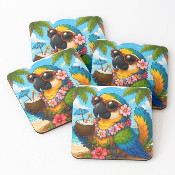 Item preview, Tropical Parrot Beach Sticker designed and sold by DailyDoodlesBySumbul.