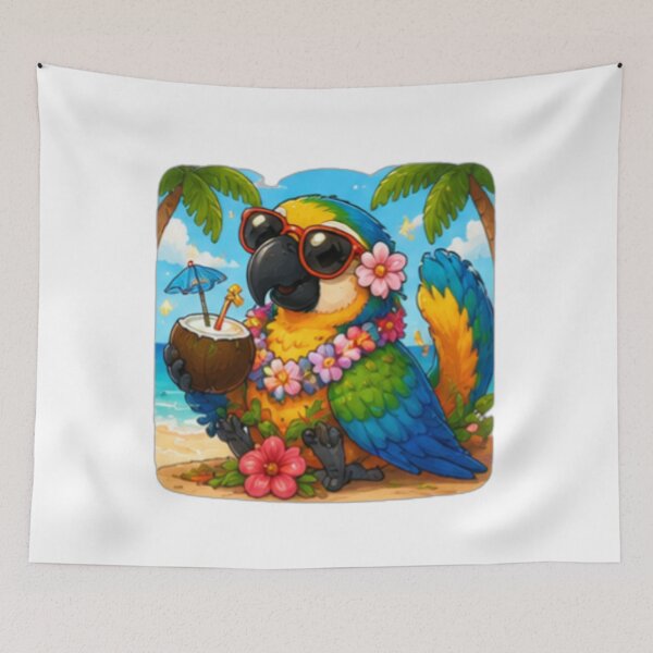 Item preview, Tropical Parrot Beach Sticker designed and sold by DailyDoodlesBySumbul.