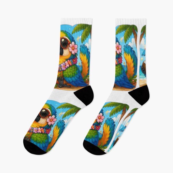 Item preview, Tropical Parrot Beach Sticker designed and sold by DailyDoodlesBySumbul.