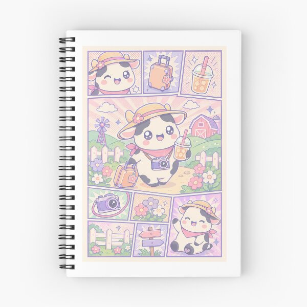 Item preview, Kawaii Cow Farm Vacation Comic Panel designed and sold by Gift Phrase Studio.