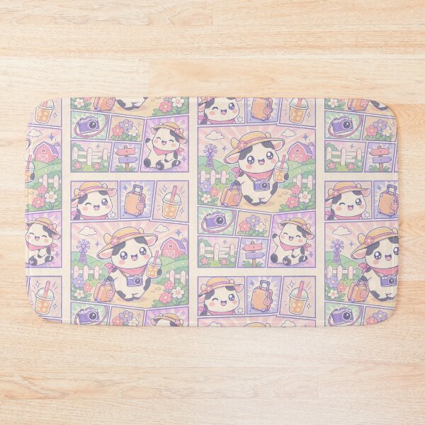 Item preview, Kawaii Cow Farm Vacation Comic Panel designed and sold by Gift Phrase Studio.
