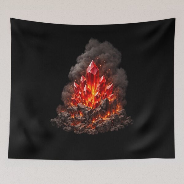 Item preview, Glowing Fire Crystal Ember Mountain Fantasy Art designed and sold by ArtoryWorks.