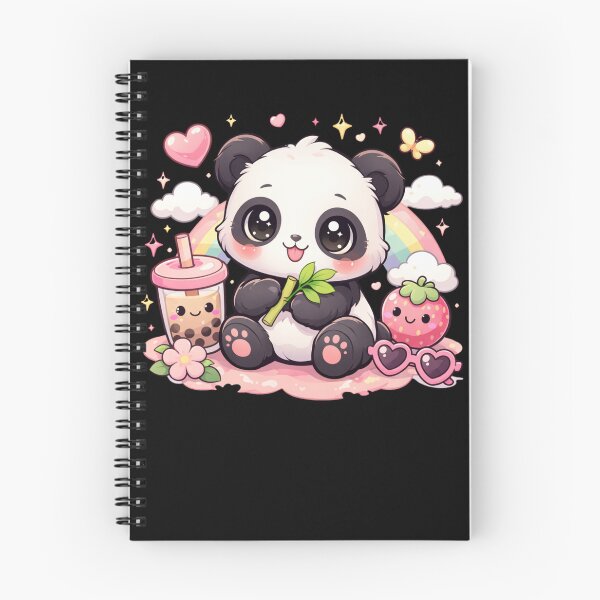 Item preview, Cute Panda Kawaii With Boba Tea Sitting With Bamboo designed and sold by NovaNookStudio.