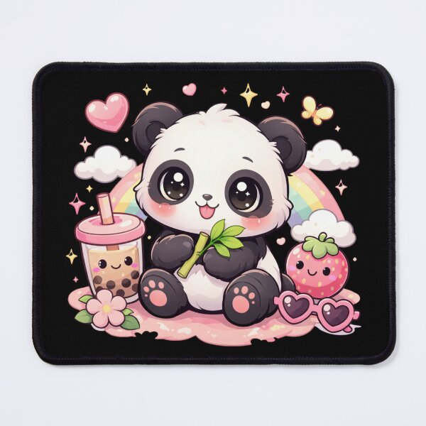 Item preview, Cute Panda Kawaii With Boba Tea Sitting With Bamboo designed and sold by NovaNookStudio.