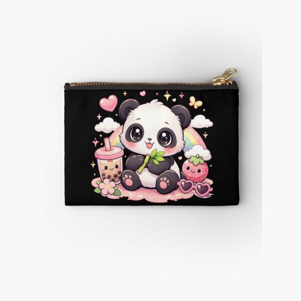 Item preview, Cute Panda Kawaii With Boba Tea Sitting With Bamboo designed and sold by NovaNookStudio.