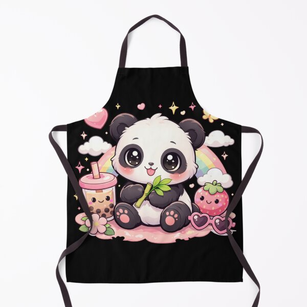 Item preview, Cute Panda Kawaii With Boba Tea Sitting With Bamboo designed and sold by NovaNookStudio.