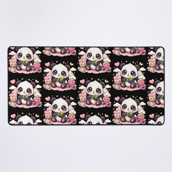 Item preview, Cute Panda Kawaii With Boba Tea Sitting With Bamboo designed and sold by NovaNookStudio.