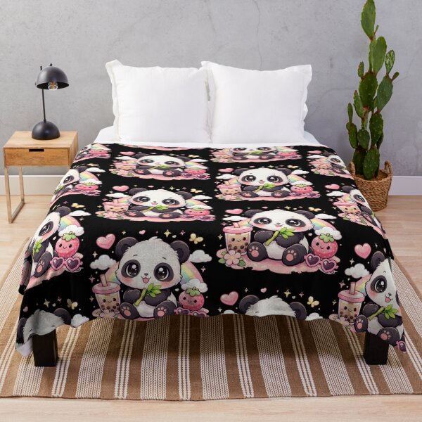 Item preview, Cute Panda Kawaii With Boba Tea Sitting With Bamboo designed and sold by NovaNookStudio.