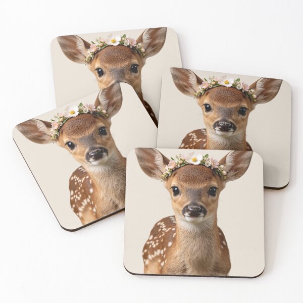 Item preview, Cute Baby Deer Flower Crown Portrait designed and sold by BagFactoryUK.