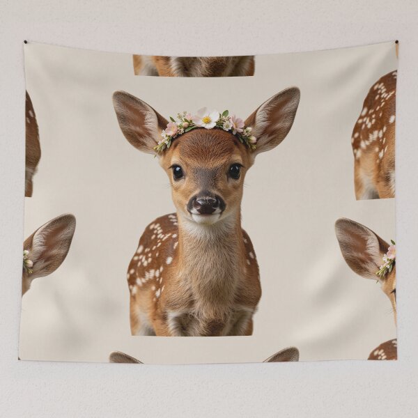 Item preview, Cute Baby Deer Flower Crown Portrait designed and sold by BagFactoryUK.