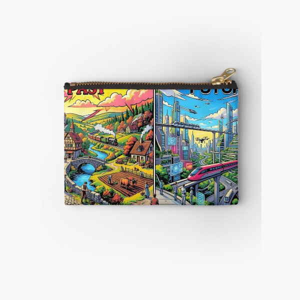 Item preview, Past vs Future Pop Art Retro Futuristic Split Scene designed and sold by Daniela`s shop.