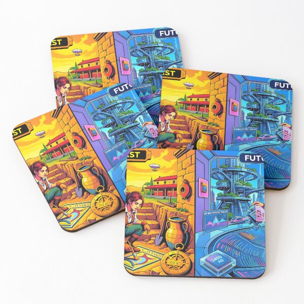 Item preview, Past and Future Split Reality Retro Futuristic Pop Art designed and sold by Daniela`s shop.