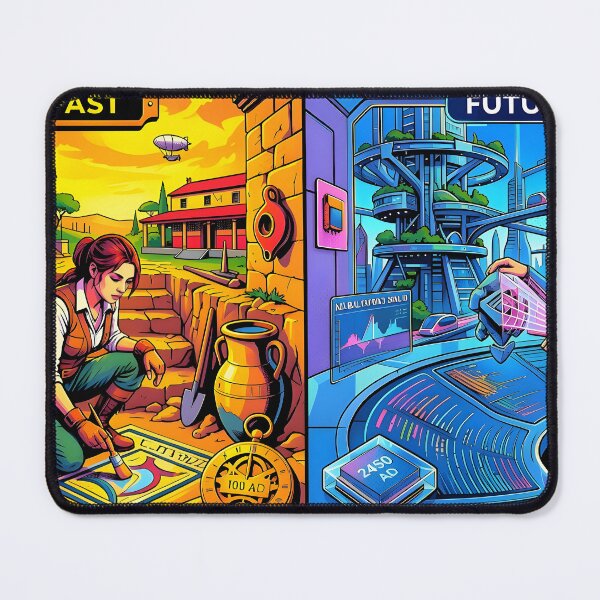 Item preview, Past and Future Split Reality Retro Futuristic Pop Art designed and sold by Daniela`s shop.