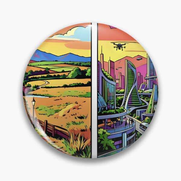 Item preview, The Past and The Future: Vintage Village vs Cyber City Art designed and sold by Daniela`s shop.