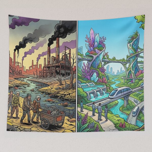 Item preview, Two Futures: Industrial Dystopia vs Green Utopia Art designed and sold by Daniela`s shop.
