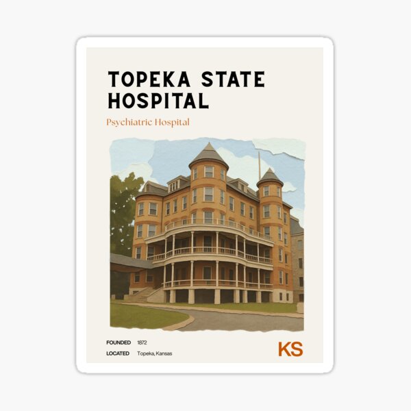 Item preview, Topeka State Hospital Midcentury Modern Travel Poster designed and sold by GhostlyWorld.