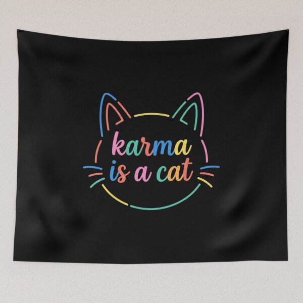 Item preview, Karma Is A Cat Rainbow Neon Cat Face designed and sold by SiarheiYur.