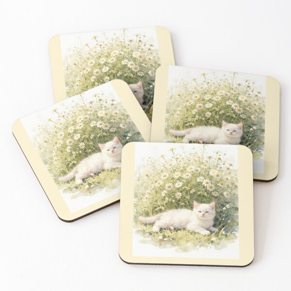 Item preview, Chamomile Dreams | Watercolor White Kitten designed and sold by BCapybara.