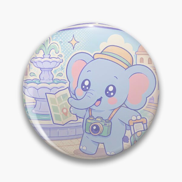 Item preview, Kawaii Elephant Fountain Tourist Comic Panel designed and sold by Gift Phrase Studio.