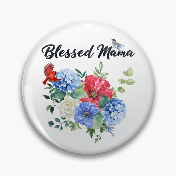 Item preview, Blessed Mama with Red, White & Blue Floral Bouquet & Birds designed and sold by jeweleddesigns.