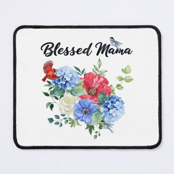 Item preview, Blessed Mama with Red, White & Blue Floral Bouquet & Birds designed and sold by JeweledDesigns.