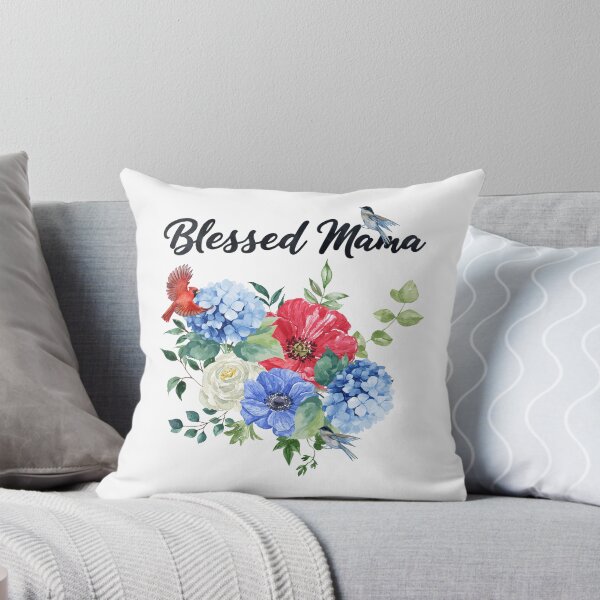 Item preview, Blessed Mama with Red, White & Blue Floral Bouquet & Birds designed and sold by jeweleddesigns.