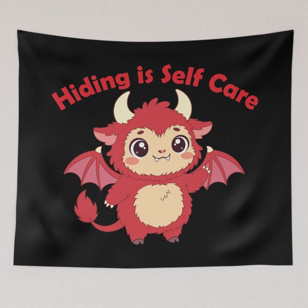 Item preview, Hiding Is Self Care Cute Kawaii Jersey Devil Cryptid designed and sold by Hallowed Artistry.