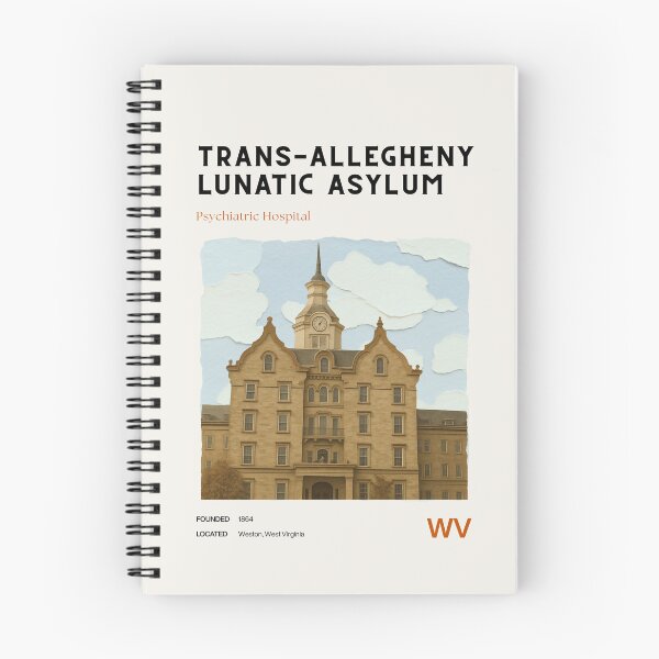 Item preview, Trans-Allegheny Lunatic Asylum Midcentury Modern Travel Poster designed and sold by GhostlyWorld.