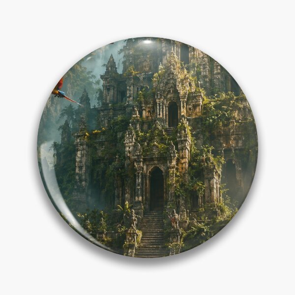Item preview, Hidden Temple in the Jungle Mist Adventure Fantasy Art designed and sold by TaiwoDesigns.