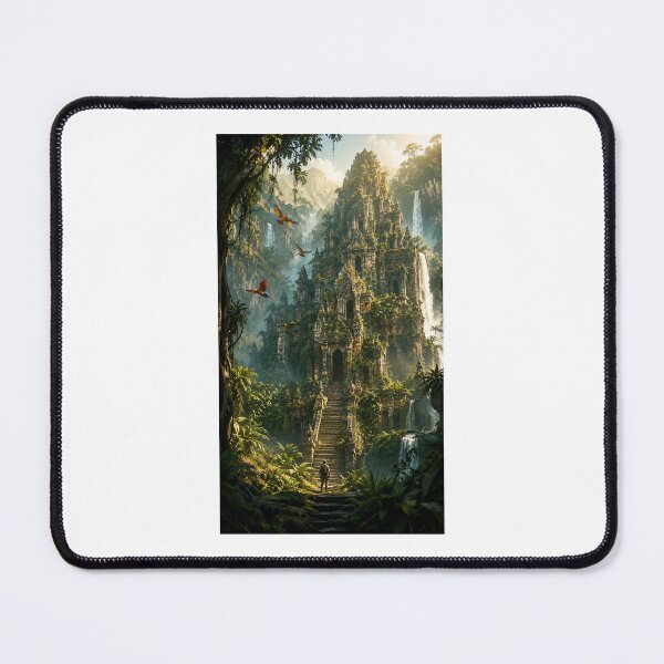 Item preview, Hidden Temple in the Jungle Mist Adventure Fantasy Art designed and sold by TaiwoDesigns.