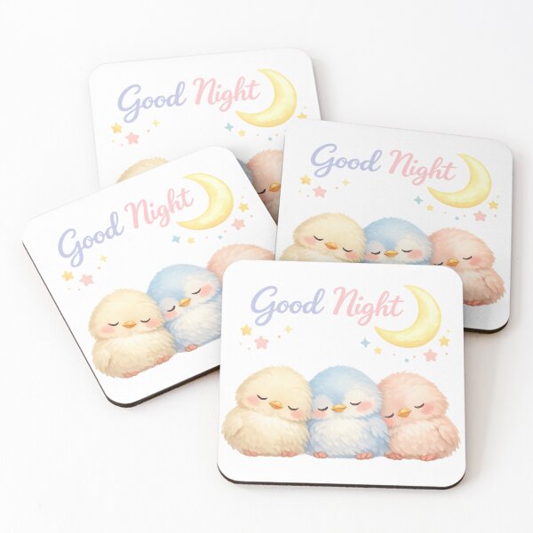 Item preview, Good Night Sleeping Birds  | Cute Pastel Birds with Moon & Stars designed and sold by EdgeSphere.