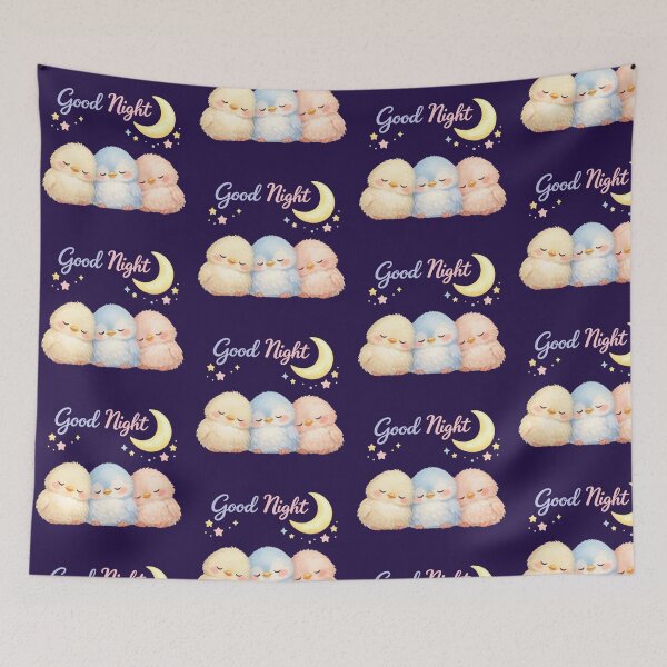 Item preview, Good Night Sleeping Birds  | Cute Pastel Birds with Moon & Stars designed and sold by EdgeSphere.