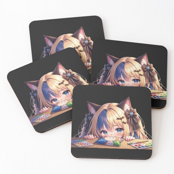 Item preview, Peeking Neko – Shy Gothic Cat Girl Blue Eyes designed and sold by Revyra Design .