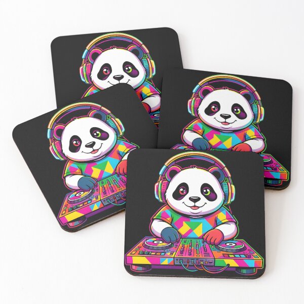 Item preview, Cool DJ Panda Mixing Music Retro 90s Neon Pop Art designed and sold by KCasual.