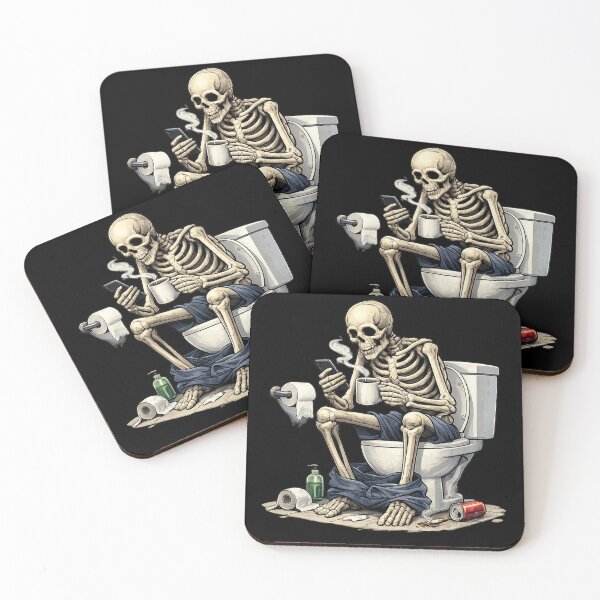 Item preview, Funny Skeleton on Toilet with Coffee & Phone | Dead Inside Bathroom Humor Shirt designed and sold by HectorStore11.