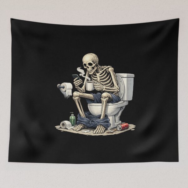 Item preview, Funny Skeleton on Toilet with Coffee & Phone | Dead Inside Bathroom Humor Shirt designed and sold by HectorStore11.