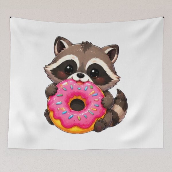 Item preview, Cute Raccoon With Donut designed and sold by DailyDoodlesBySumbul.