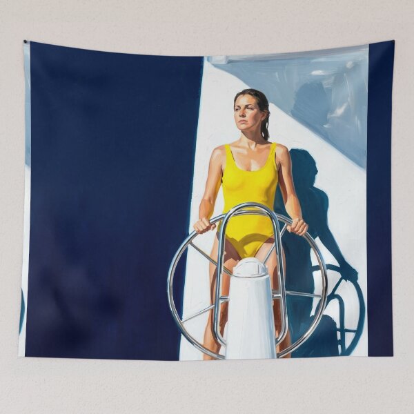 Item preview, Woman at the Yacht Wheel, Nautical Coastal Wall Art. By Carraann designed and sold by CARRAANN.