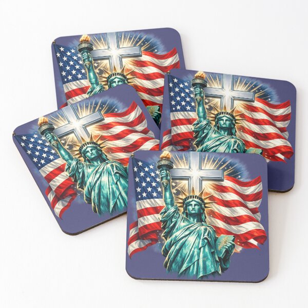 Item preview, Statue of Liberty with Flags and Cross designed and sold by CreationLens.