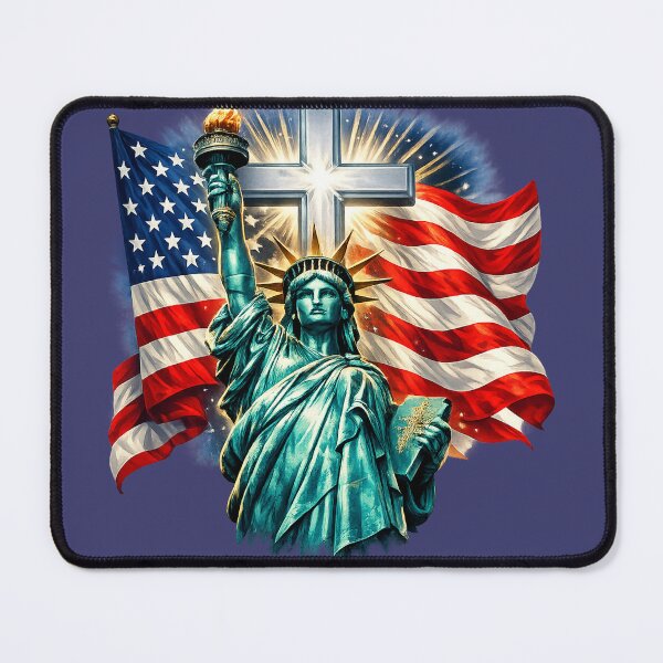 Item preview, Statue of Liberty with Flags and Cross designed and sold by CreationLens.