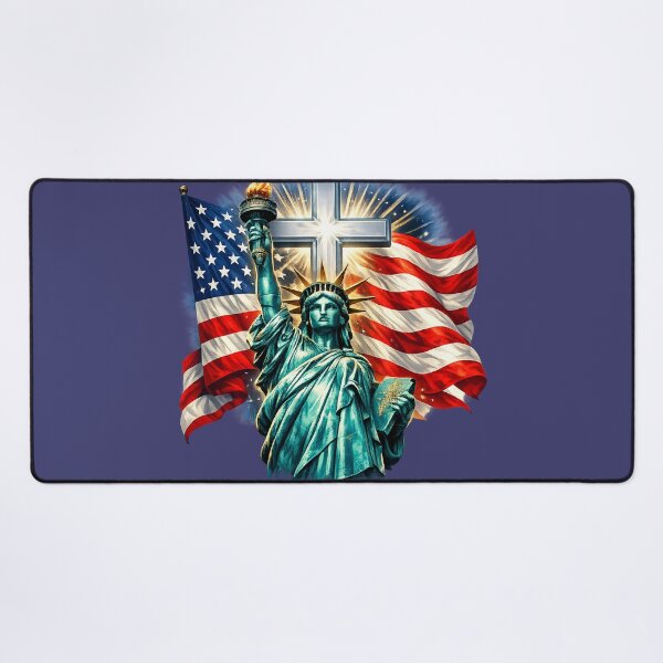 Item preview, Statue of Liberty with Flags and Cross designed and sold by CreationLens.