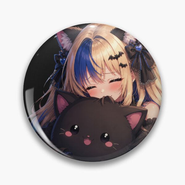 Item preview, Playful Bite – Gothic Neko Girl with Black Cat designed and sold by Revyra.