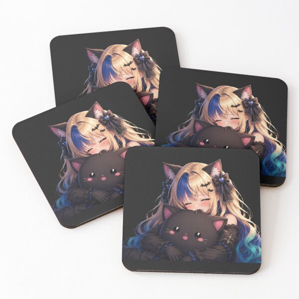 Item preview, Playful Bite – Gothic Neko Girl with Black Cat designed and sold by Revyra Design .